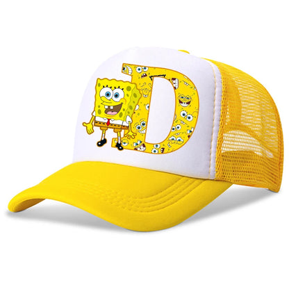 New Spongebob Children Baseball Caps Kawaii Cartoon Letter Printed Hat Kids Casual Sun Hat Adjustable Peaked Cap Birthday Gifts