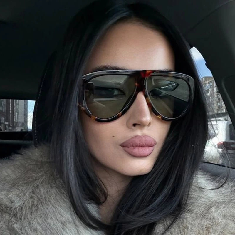 Luxury Pilot Oversized Sunglasses Women Brand Designer Big Frame Gradient Sun Glasses Fashion Goggle Shades Oculos De Sol