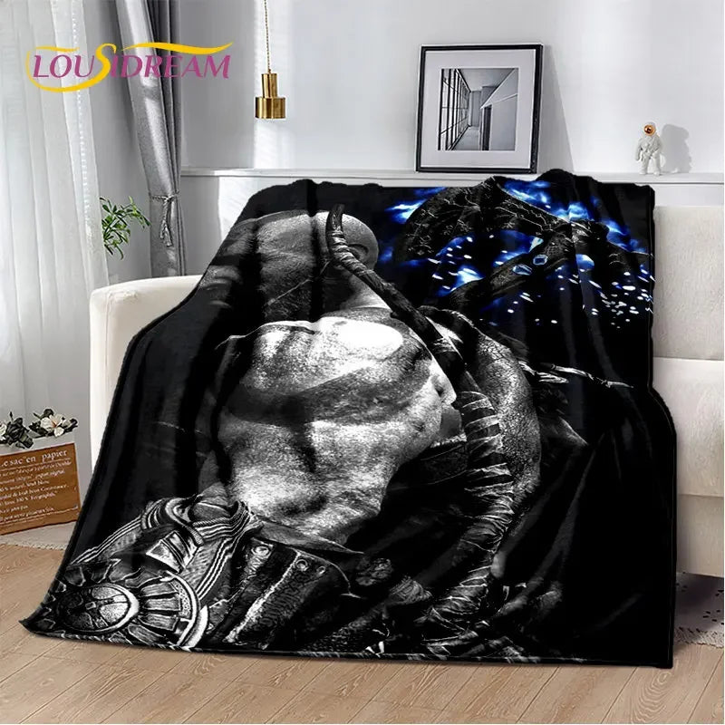 God of War Game Gamers Kratos Soft Plush Blanket,Flannel Blanket Throw Blanket for Living Room Bedroom Bed Sofa Picnic Cover Kid
