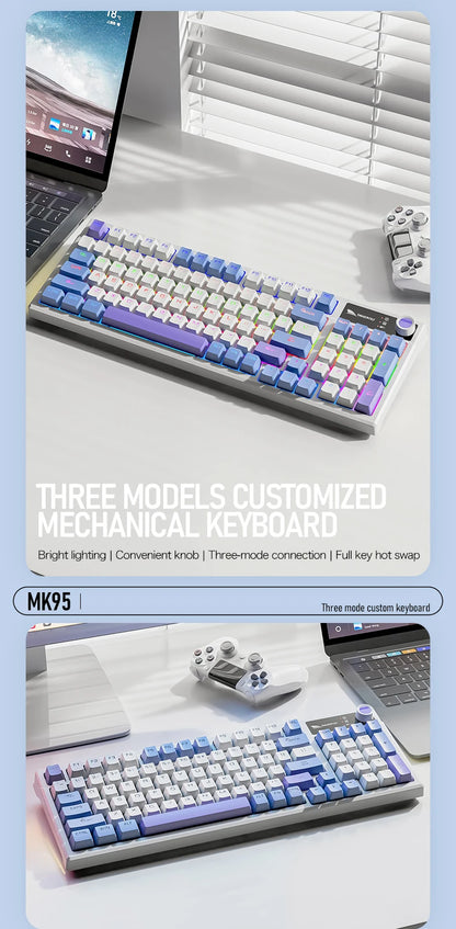 SMAILWOLF MK95 Bluetooth Wireless Korean Mechanical Keyboard Customized Gaming Laptop for Office Use with RGB Light Effect