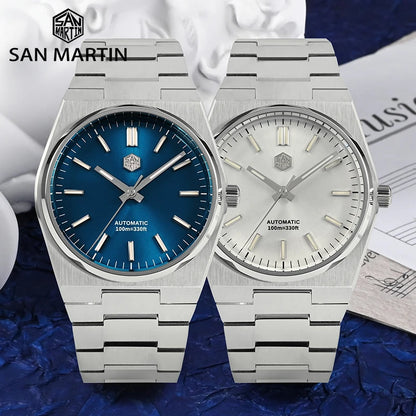 Relógio clássico de homem San Martin 40mm Miyota 9015, relógio de pulso mecânico automático de luxo elegante com bracelete de desengate rápido SN0023