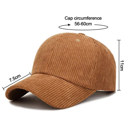Unisex-baseballkeps i corduroy, justerbar solhatt, hiphop-keps för män