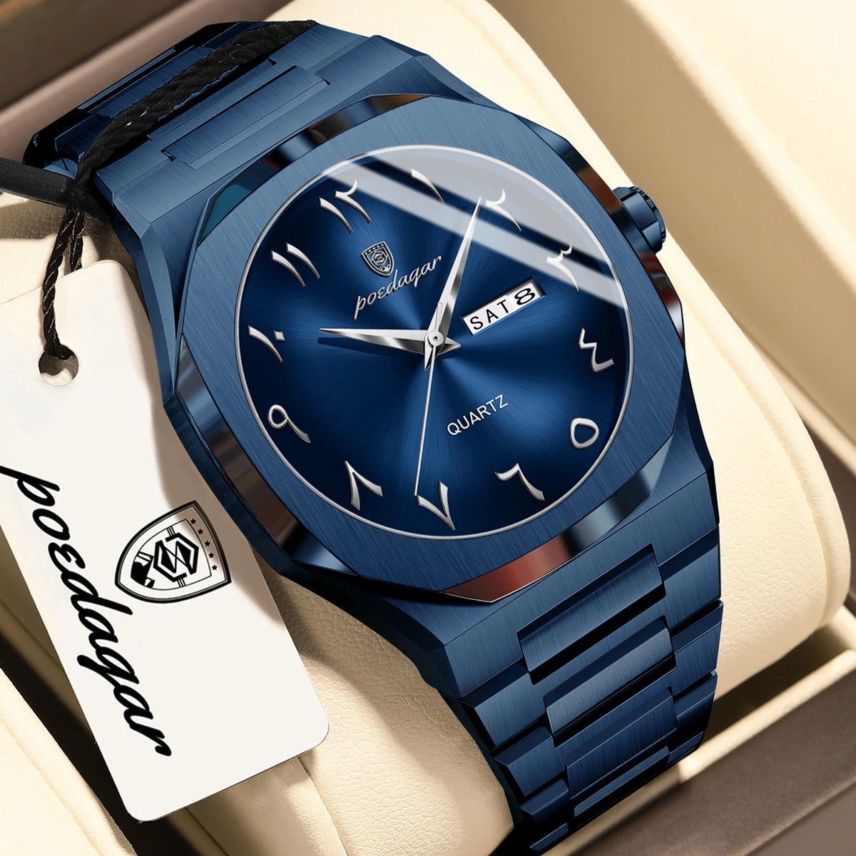 Reloj POEDAGAR de lujo para hombre, de cuarzo, resistente al agua, de acero inoxidable, reloj masculino con fecha y día de la semana, relojes de negocios para hombre, Reloj Hombre