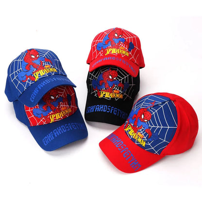 Marvel Anime Figure Spider-Man Cartoon Baseball Cap Cotton Polyester Peaked Cap Boy Girl Headwear Accessories Kids Birthday Gift