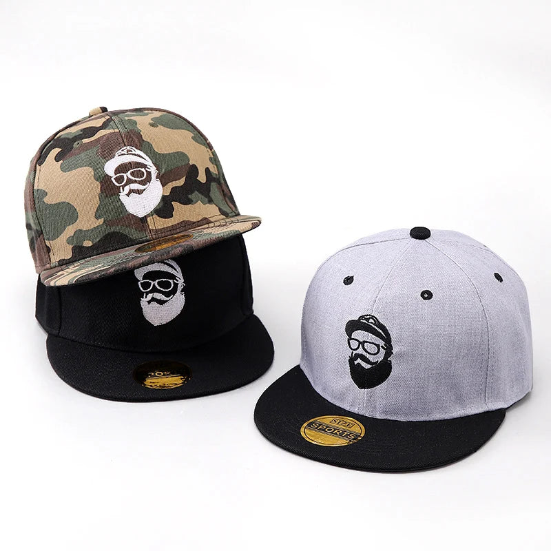 Uncle Beard Baseball Cap, Fashionable Flat-Brim Hip-Hop Hat for Men and Women, Adjustable Size, Suitable for All Seasons, Outdoor Casual Sun Hat, Embroidered Classic Character Design, Street Dance Hat, Suitable for Daily Casu