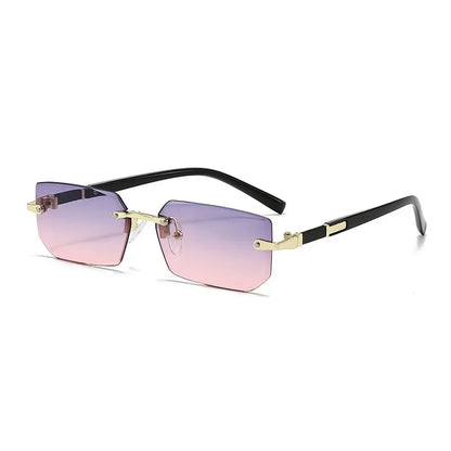Rimless Sunglasses Rectangle Fashion Popular Women Men Shades Small Square Sun Glasses for Female Male Summer Traveling Oculos
