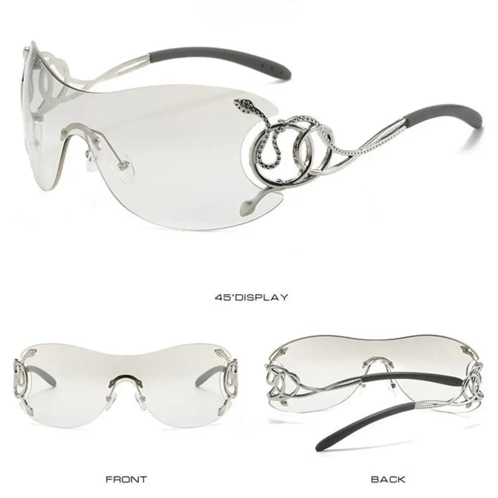 KLASSNUM Y2K Vintage Women's Luxury Sunglasses Gradient SunGlasses Men Rimless Pilot Goggles Uv400 Unisex Glasse for Spicy Girl