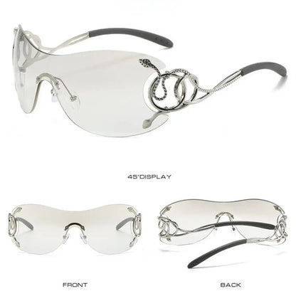 KLASSNUM Y2K Vintage Women's Luxury Sunglasses Gradient SunGlasses Men Rimless Pilot Goggles Uv400 Unisex Glasse for Spicy Girl