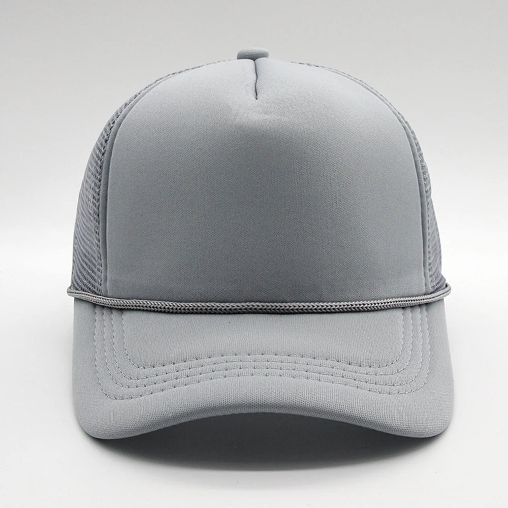 5 panel Trucker Caps Men Women Plain Blank Foam Mesh Baseball Cap With Rope Summer Breathable Outdoor Sport Sun Visor Hats