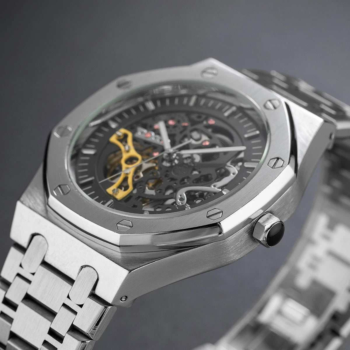 Classic Automatic Mechanical Luxury Watch MenTop Brand Stainless Steel Watches Luminous Waterproof Watch for Men Feice Skeleton