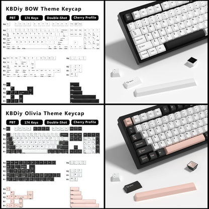 KBDiy 174 tasti/set keycap PBT GMK Apollo double shot minimalisti profilo ISO Cherry per tastiera meccanica da gaming compatibile MX