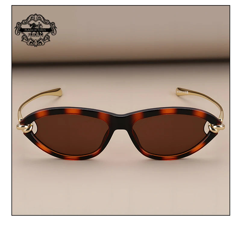 Trendy Luxury Brands Women's Cat Eye Tortoiseshell Sunglasses UV400 Oval Glasses For Woman Fashion Designer Classical Glasses
