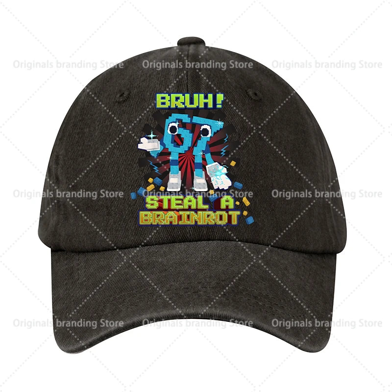 Steal A Brainrot 67 Dětská baseballová čepice Pánská Dámská sluneční čepice Nová čepice pro dospělé Outdoor Sport Sluneční čepice Retro pokrývka hlavy Dárek Horké prodeje