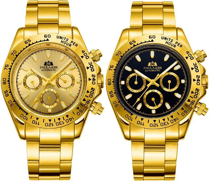 Automatic Watches for Men Mechanical Self Weind Gold Stainless Steel Glacier Ice Blue Chestnut Brown Bezel Reloj Hombre Baratos