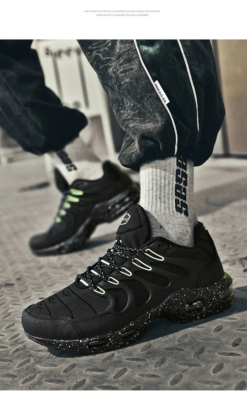 Men's air cushioned running shoes, marathon sports, breathable and lightweight, women's comfortable and non slip casual shoes