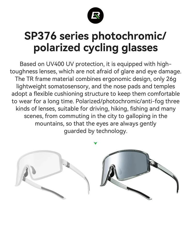 ROCKBROS Cycling Glasses Polarized Photochromic Anti-Fog Sunglasess Windproof Goggles Sport MTB Road Bike Shades