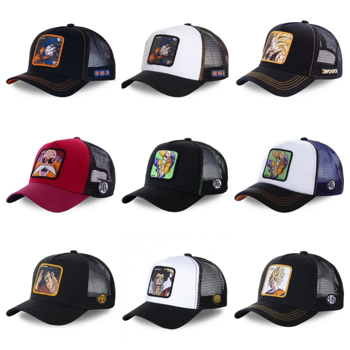Dragon Ball Buu Goku Cap Summer Travel Peaked Cap Men's Embroidery Hip-Hop Cap Style Sun Visor Adjustable Trucker Mesh Cap