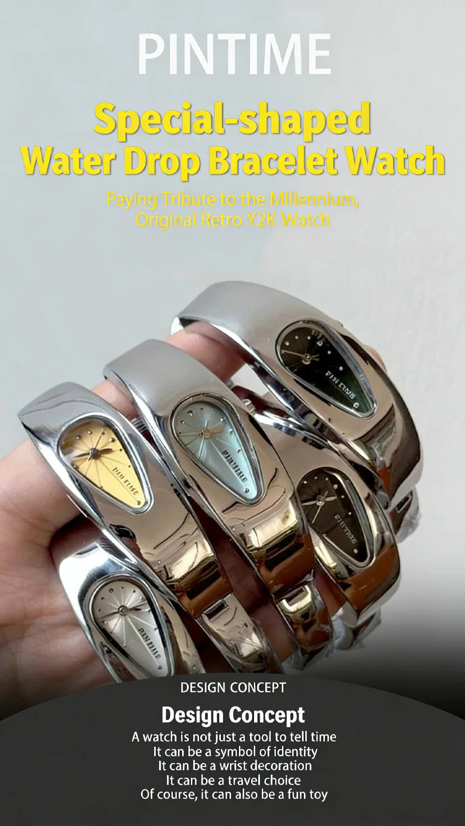 y2k watch shaped teardrop bracelet watch female couple light luxury senior sense of antique wind Gift Ladies' Quartz Wristwatch
