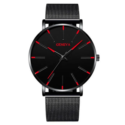 Montre pour homme – Montre à quartz de luxe, style décontracté, fine, bracelet en maille d'acier, étanche, modèle sportif