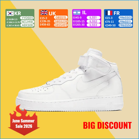 Sneakers unisex Nike Air Force 1 Mid - Classico supporto alla caviglia, comfort ammortizzato per un uso versatile tutto il giorno DD9625-100
