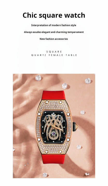 HANBORO Spider Collection Spider Ruby and Diamond Crafted Luminous Full Diamonds Luxury Women's Watch