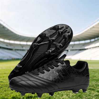 Chaussures de football AG/FG pour l'extérieur, tige respirante en PU, crampons longs en TPU stables, pour hommes et femmes, bottes d'entraînement de football sur gazon
