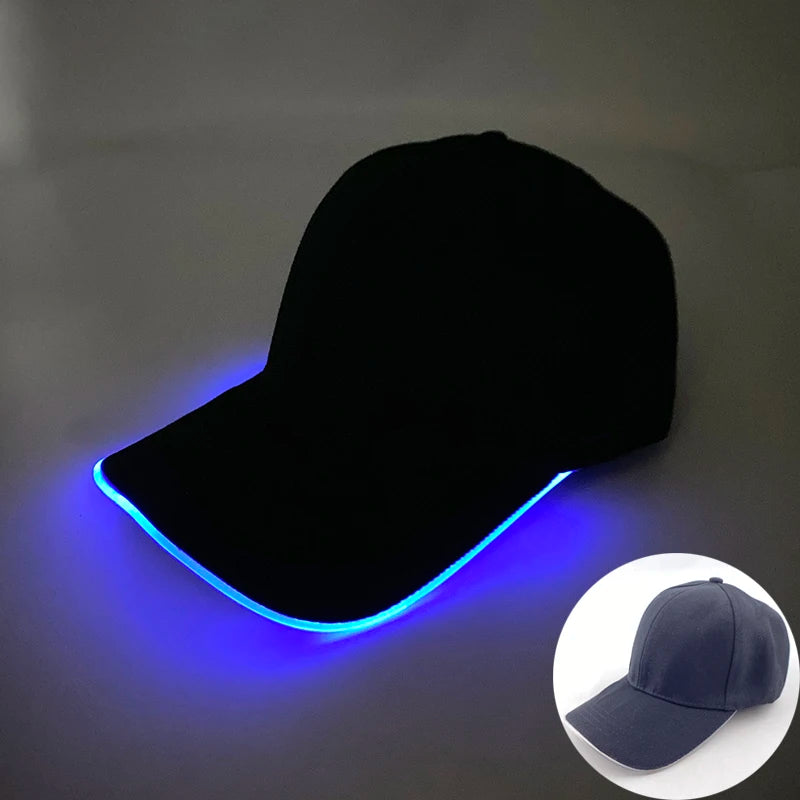 Gorra de béisbol luminosa LED de moda, gorra hip hop iluminada para bar y club, gorra fluorescente para hombre y mujer, accesorios para DJ, baile y disfraces