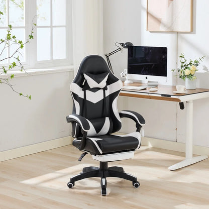Ergonomic Rotating Gaming Chair, 360° Reclining Office Chair, Pivoting, Height-Adjustable, Footrest, Headrest