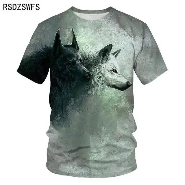 3D Fierce Animal Printed Men's Clothing Casual Fashion Wolf Pattern Short Sleeve Pullover Outdoor Daily Trend T-shirts For Men