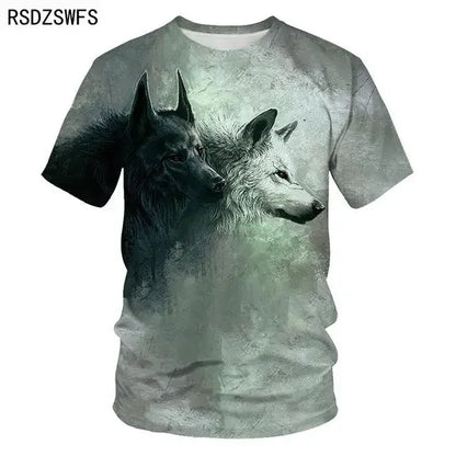 3D Fierce Animal Printed Men's Clothing Casual Fashion Wolf Pattern Short Sleeve Pullover Outdoor Daily Trend T-shirts For Men