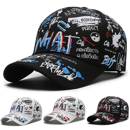 Graffiti Print Baseball Cap Adjustable Sun Protection Breathable Hat for Outdoor Activities Fishing Camping