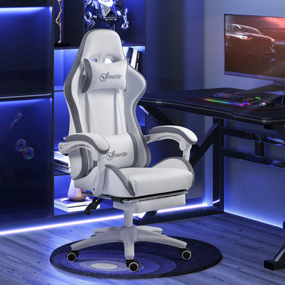 Ergonomic Gaming Chair with Footrest, 135° Reclining Backrest, Lumbar Support, Adjustable Height, Comfortable Racing Style Gaming Chair