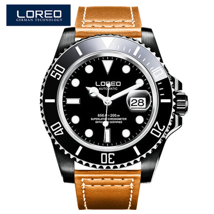 LOREO Original Men Business Watch 20ATM Waterproof Wristwatch Top Brand Casual Sport Seagull Automatic Mechanical Watch Men