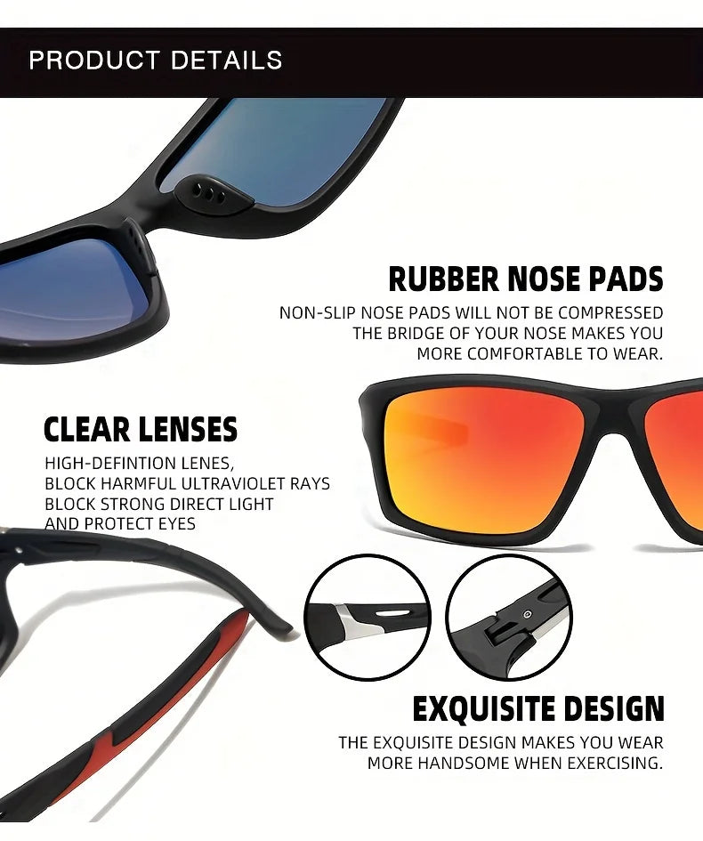 New Polarized Sports Sunglasses for Men, High-Quality TAC Lens Frame, Full Rim, UV Protection, Alloy Decorative, for Climbing