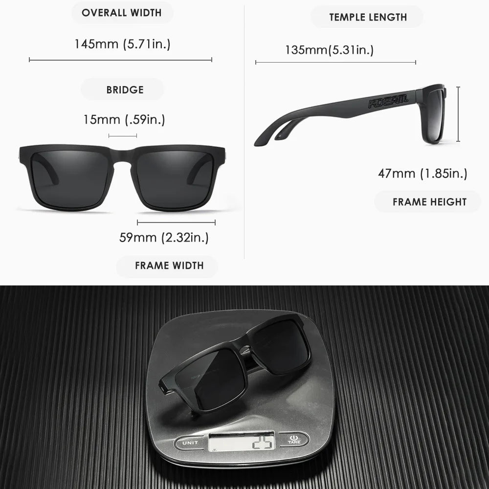 Kdeam 2026 High Quality Polarized Sunglasses for Men Transparent Gray Frame Fashion Unisex Outdoor Luxury Eyeglasses For Couple