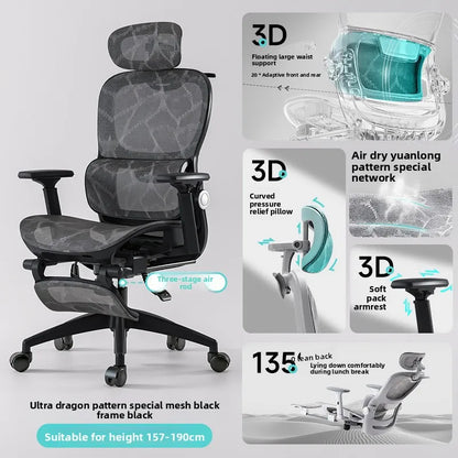 Ergonomic Office Chair Recliner Computer Chair with Adjustable Height, Swivel Gaming Chair, Lumbar Support, Comfortable E-Sports Chair