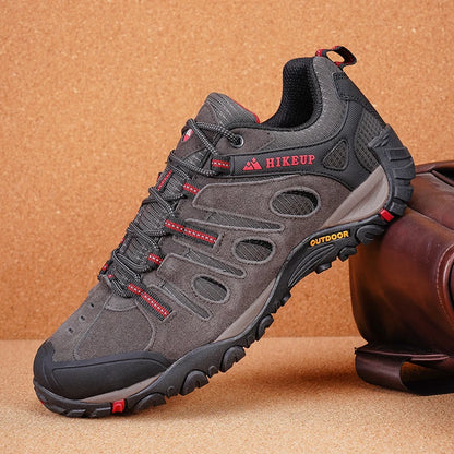 HIKEUP Hiking Shoes Mens Winter Climbing Trekking Sneakers for Men Leather Breathable Outdoor Anti-skid Sports Work Man Shoes