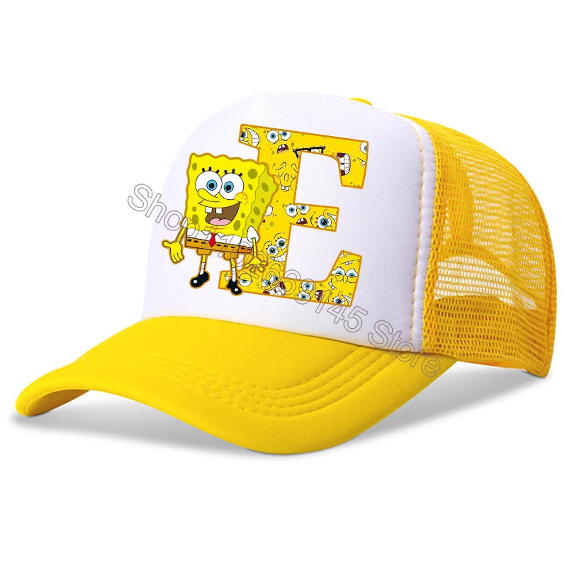 New Spongebob Children Baseball Caps Kawaii Cartoon Letter Printed Hat Kids Casual Sun Hat Adjustable Peaked Cap Birthday Gifts