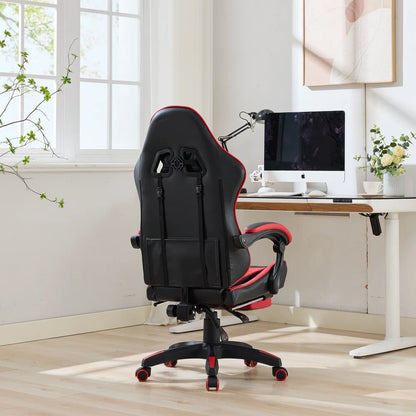 Ergonomic Rotating Gaming Chair, 360° Reclining Office Chair, Pivoting, Height-Adjustable, Footrest, Headrest