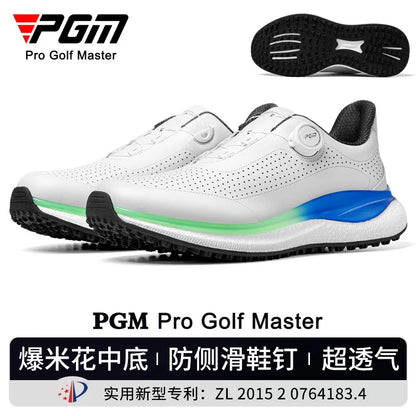 PGM Golf Men's Sports Sneakers Super Soft Popcorn Midsole Knob Lace Anti Slip Breathable Golf Shoes