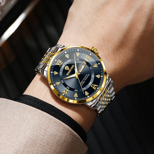Montre-bracelet à quartz de luxe BINBOND pour homme – Étanche, lumineuse, avec affichage du jour de la semaine – Style business, sport, mode et décontracté