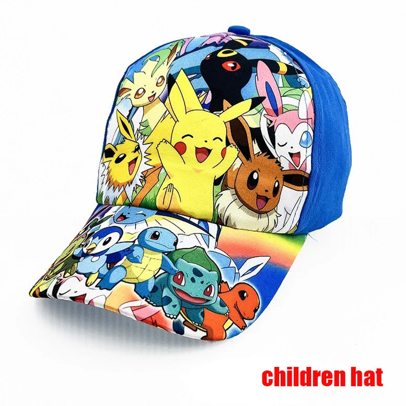Pokemon Baseball Cap Pikachu Hat Pokemon Cosplay Hip Hop Cap for Girl Boy Children kids Anime Figures Toy Gift Cartoon Hat