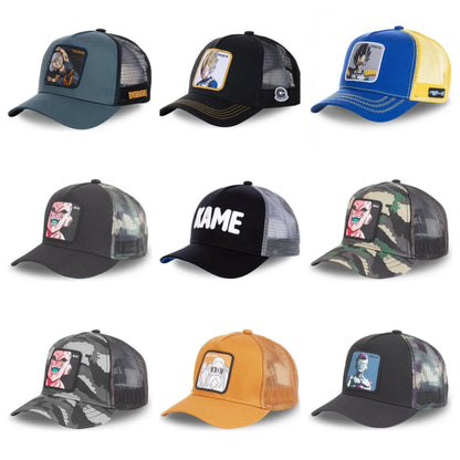 New Dragon Ball Son Goku Cap Summer Travel Peaked Cap Men's Embroidery Hip-Hop Cap Style Sun Visor Adjustable Trucker Mesh Cap