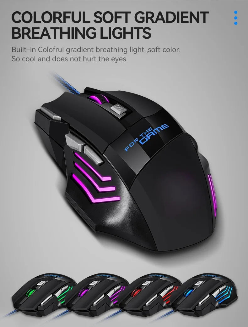 1 mouse da gaming USB Hyperspeed nuovo per PC, retroilluminato RGB, ergonomico, mouse da gaming 7D per eSport, cablato, per laptop e PC gamer