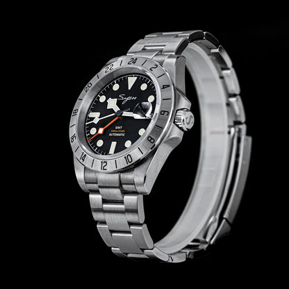 SEESTERN GMT Retro Watch for Men NH34 Automatic Movement Mechanical Wristwatches Sapphire Crystal Fine-tuning Pull Button S436