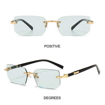 Retro UV400 Protection Rimless Rectangle Sunglasses Y2K Shades Frameless Sun Glasses for Women & Men