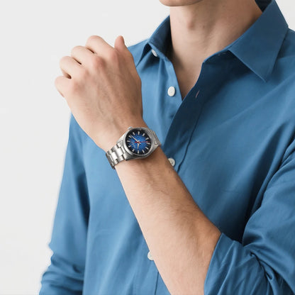 Montre pour homme BERNY – Montre à quartz, verre saphir, aiguilles luminescentes, étanche 10 ATM, entièrement en acier inoxydable – Style élégant et décontracté, idéale pour le quotidien ou les occasions professio