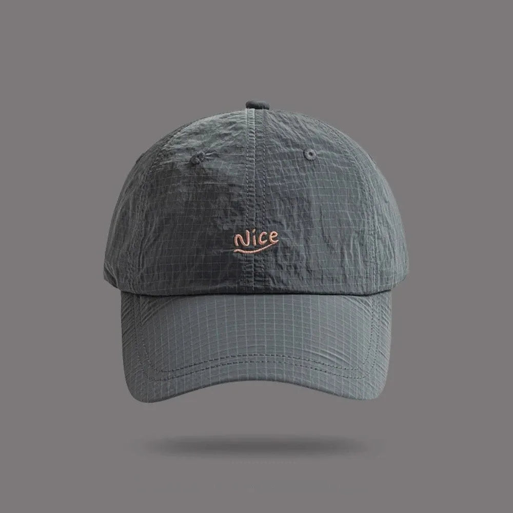 Fashion Plaid Thin Sun Cap Quick-drying Letter Embroidery Sports Running Cap Adjustable Breathable Summer Cap Men Women