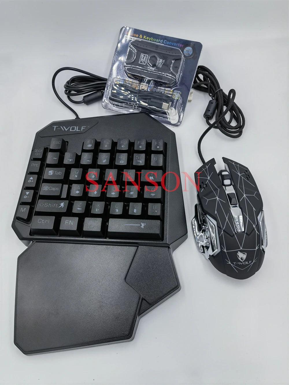 Gamer Kit Mobile Gaming Keyboard Mouse Mobile Games Converter 3 In 1 Combo One Hand Keyboard for PUBG Mobile Games TF900