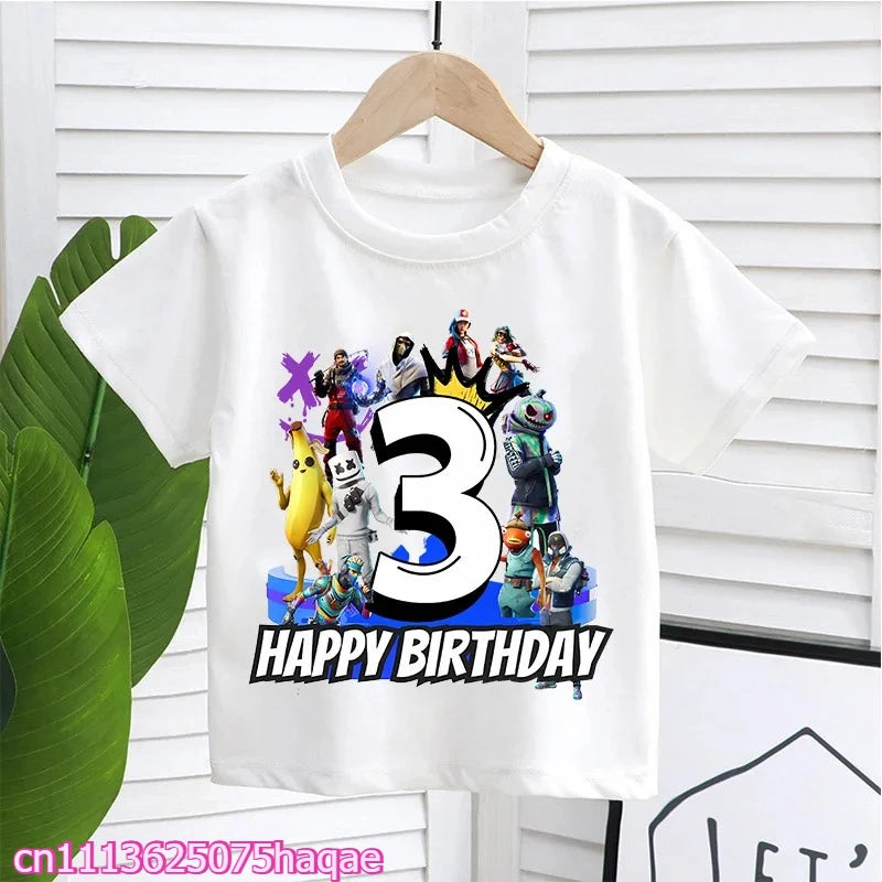 Fortnites Kids T-shirts Birthday Number 1-10 Printed T-shirt Boys Summer Casual Short Sleeves Sports Tops Children's Clothing